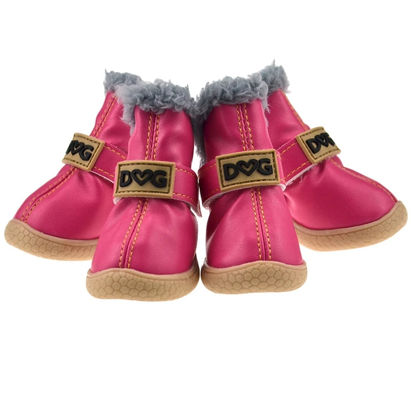 4pcs/set Warm Pet Snow Shoes for Small Dogs Keep Warm Non Skid Socks Dog Boots Booties Pet Dog Winter Shoes