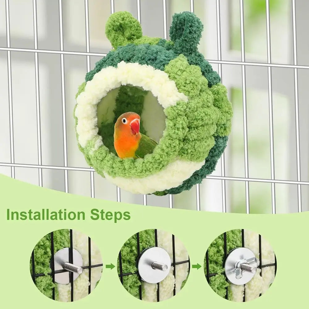 Bird Nest Bed Breeding House Winter Warm Snuggle Hut for Budgies Parakeets Cockatiels Lovebirds Canaries (Green)