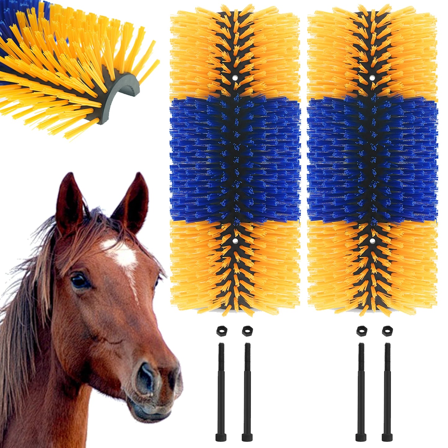 Livestock Scratch Brushes, Horse Scratcher Full Massage Grooming Brush Kit, Relieve Itching for Horse Cow Cattle Sheep Pig Goat