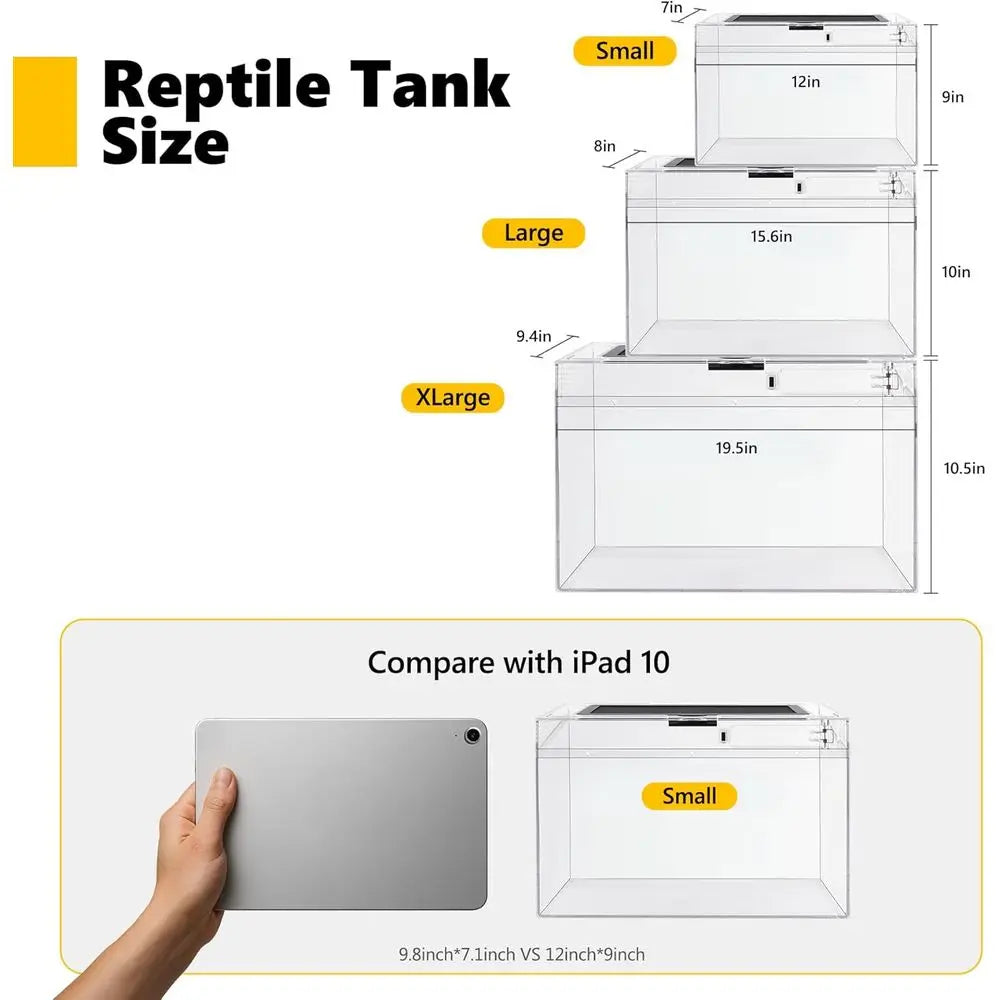 Reptile Polycarbonate Terrarium Kit 7 Piece Starter Habitat for Tarantula,Lizards,Frogs,Geckos,or Hermit Crabs,Tank with Escape-