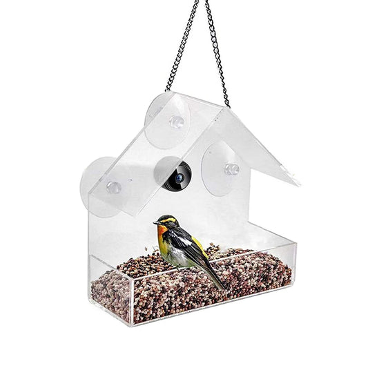 Smart Birds Hanging Feeder Transparent with Camera Bird House Pet Feeder 1080P HD Easy Installation for Outdoor Garden