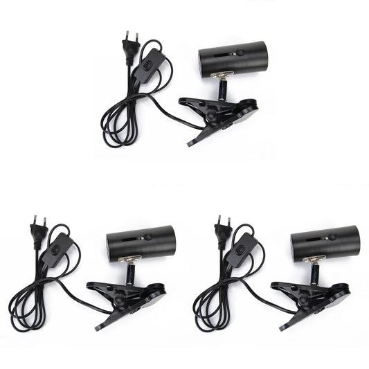 3-1PC E27 Heating Reptile Lamp Holder UVA UVB Clip-on Bulb Cover for Pet Light Tortoise Ceramic Lamp Holder with Switch Clip