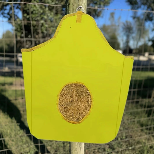BARN & STABLE Horse Hay Bag with Metal Snap Fastener Large Capacity Feeding Bag with Open Feed Hole Hay Feeder for Slow Feeding