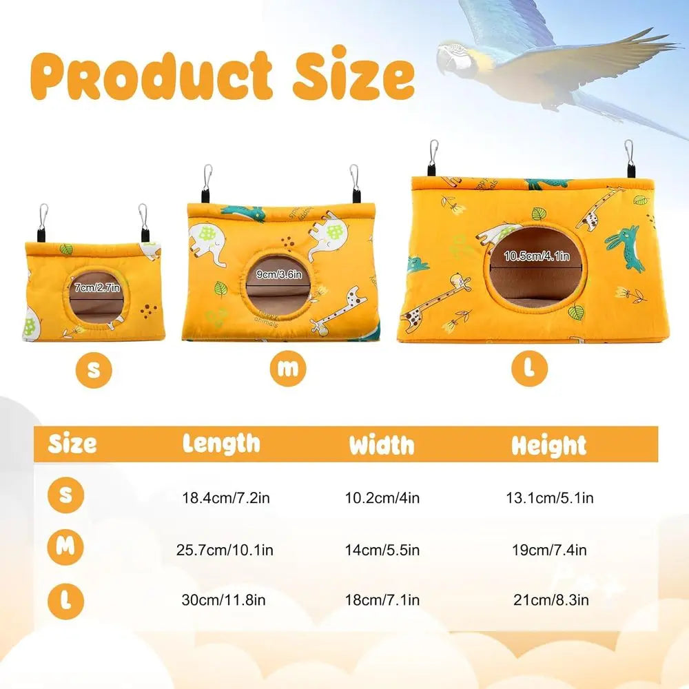 Winter Warm Bird Nest House - Hanging Hammock Velvet Shed Hut Cage Plush Fluffy Birds Hideaway Sleeping Bed Fuzzy for Parrot Par