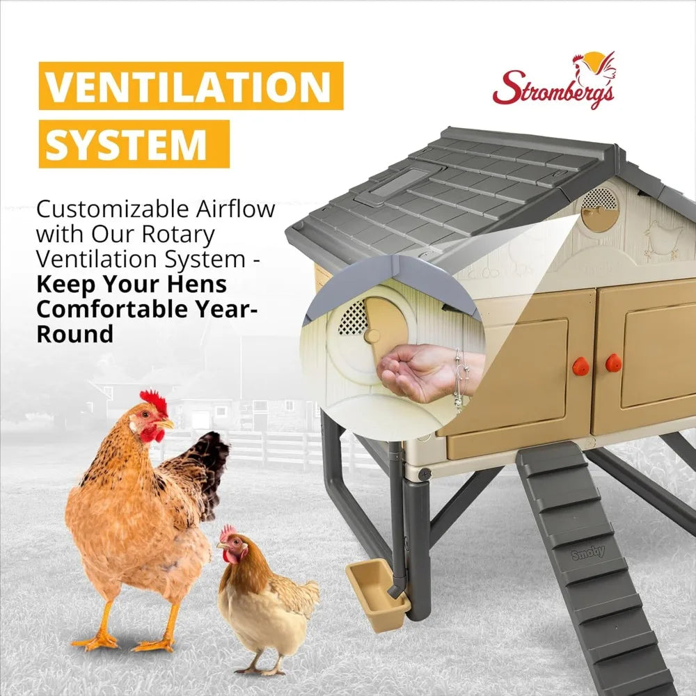 Chicken Coop, Spacious Design for 5 Hens, Durable UV-Protected Plastic, Easy Assembly, Secure Locking Doors