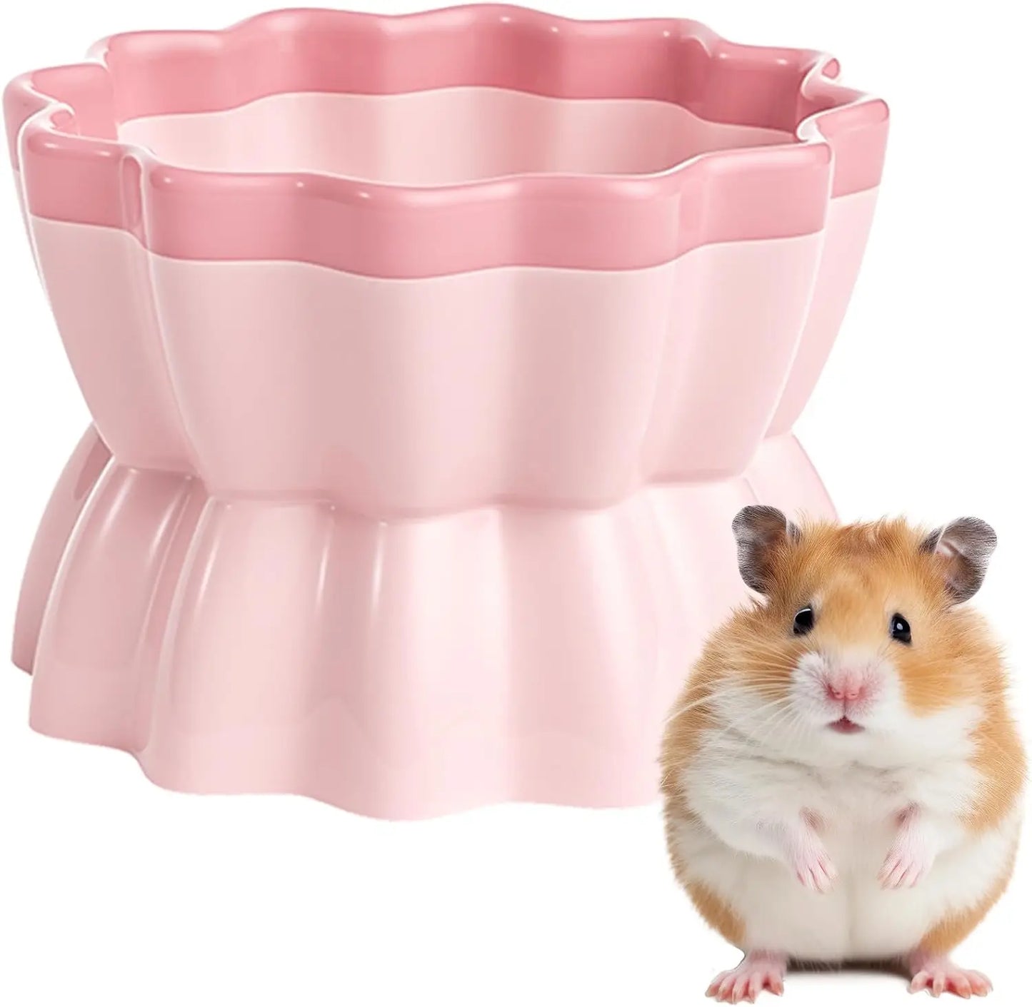 Anti-Tip Ceramic Pet Bowl - Hamster/Rabbit Food Dish, Chew-Proof Candy Design for Guinea Pig/Rat/Chinchilla