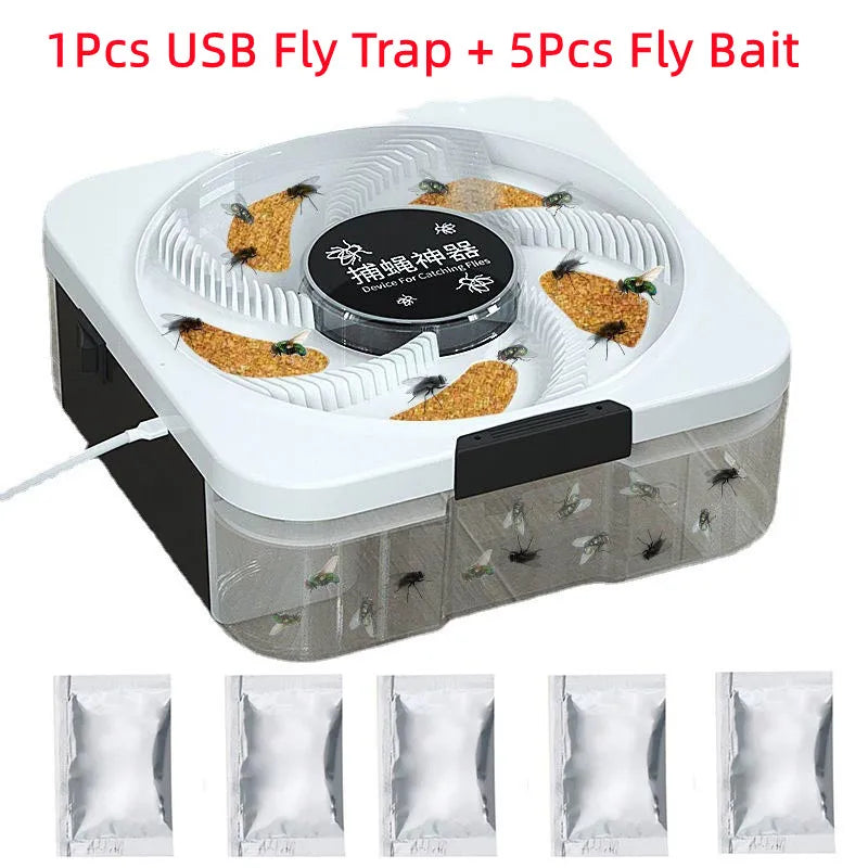 New USB Plug Flycatcher With Bait Fly-killing Fly Artifact Household Automatic Electric Catch Fly Trap Indoor Outdoor Fly Trap