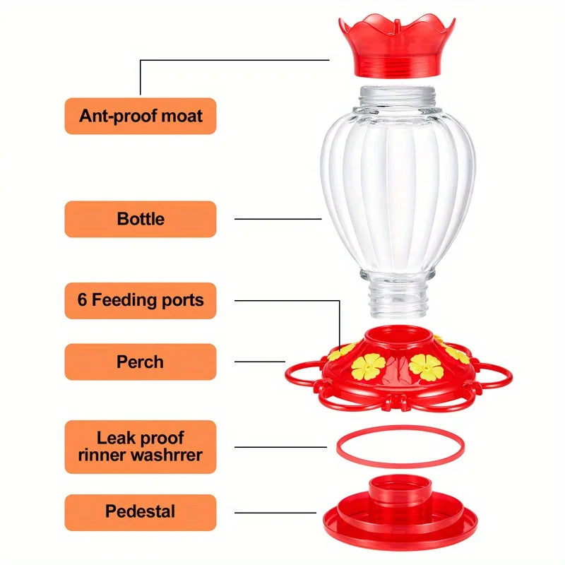 Hummingbird outdoor courtyard hanging water dispenser with habitat and ant proof pool, durable and easy to clean
