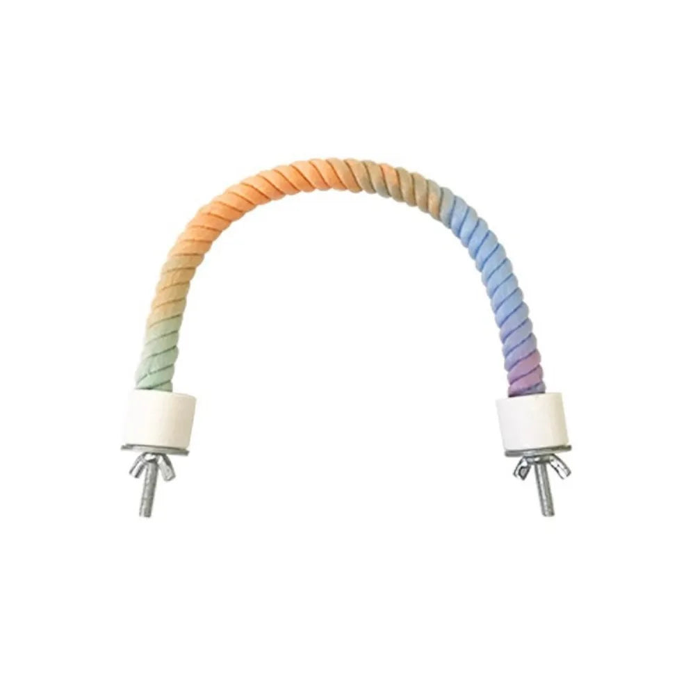 Screw Head Colored Cotton Parrot Pole Flexible Hanging Clip Swing Colorful Perch Easy To Install Rotating Bird Cotton Rope Swing