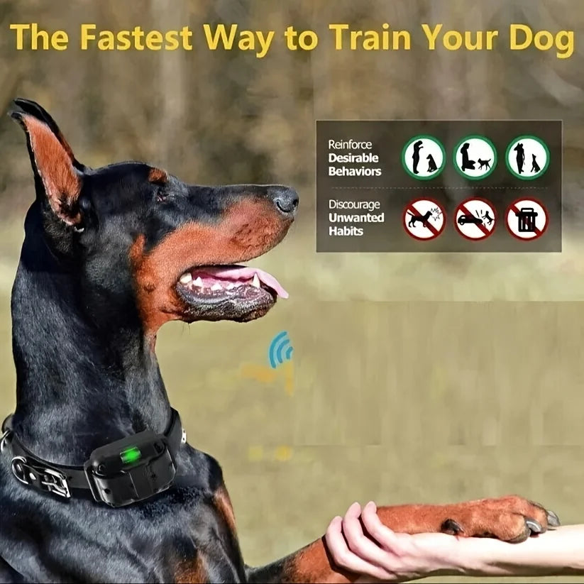 Electric Dog Training Collar Rechargeable Anti Barking Shock Vibration Collar Waterproof Trainer for All Dogs Pet with Clicker