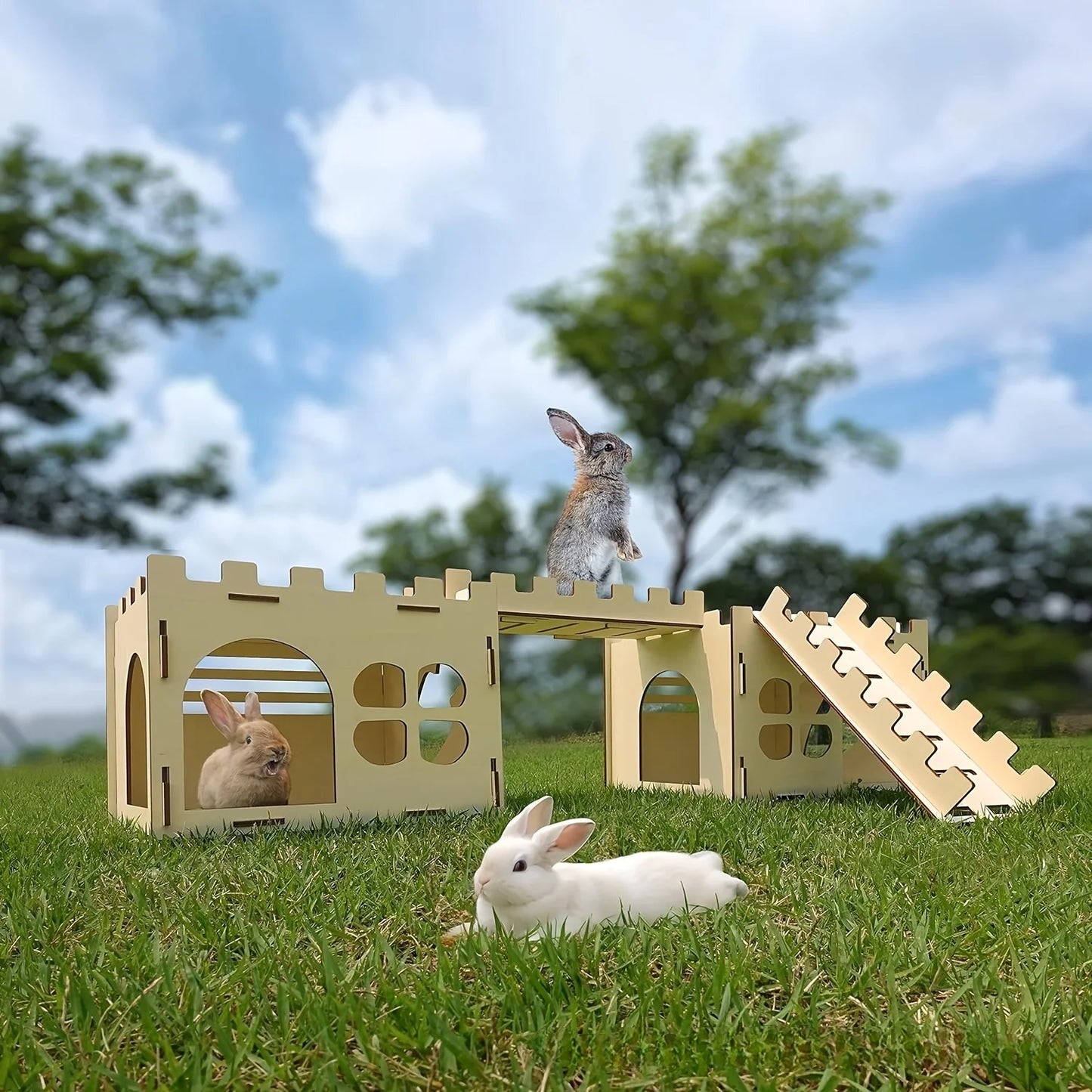 Rabbit Castle, Rabbit Hiding Place, Guinea Pig Rabbit, Totoro, Hedgehog, Detachable Habitat, Toy Decoration, Evading House, Wood