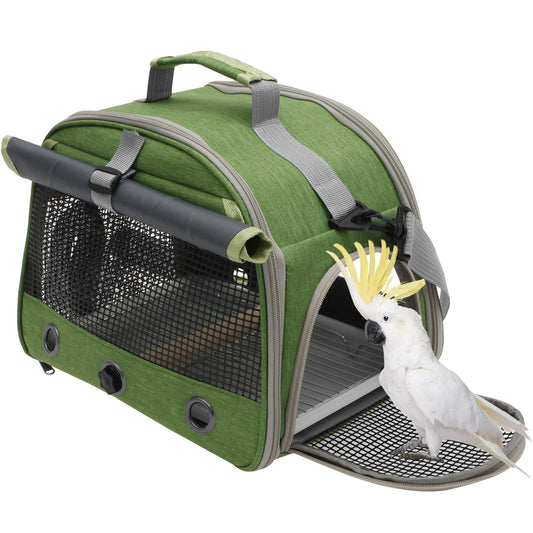 Portable Bird Cage Parrot Carrier with Tray Travel Clear Window Bird Pet Backpack for Parakeet Lovebird Cockatiel Travel Bag