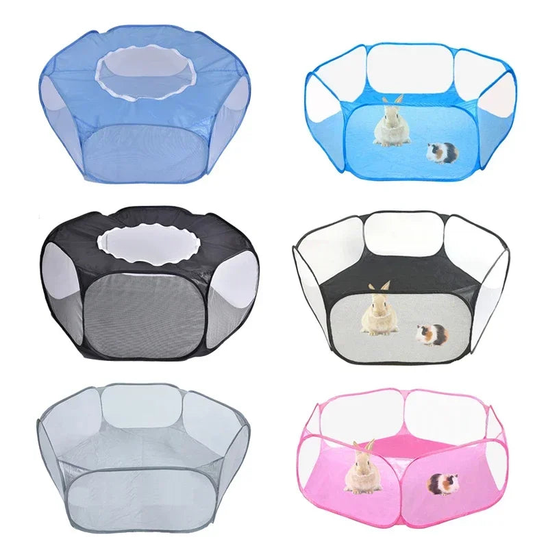 Portable Small Pet Cage Transparent Cat and Dog Cage Tent Pet Open Folding Yard Fence For Dog Hamster Rabbit Guinea Pig