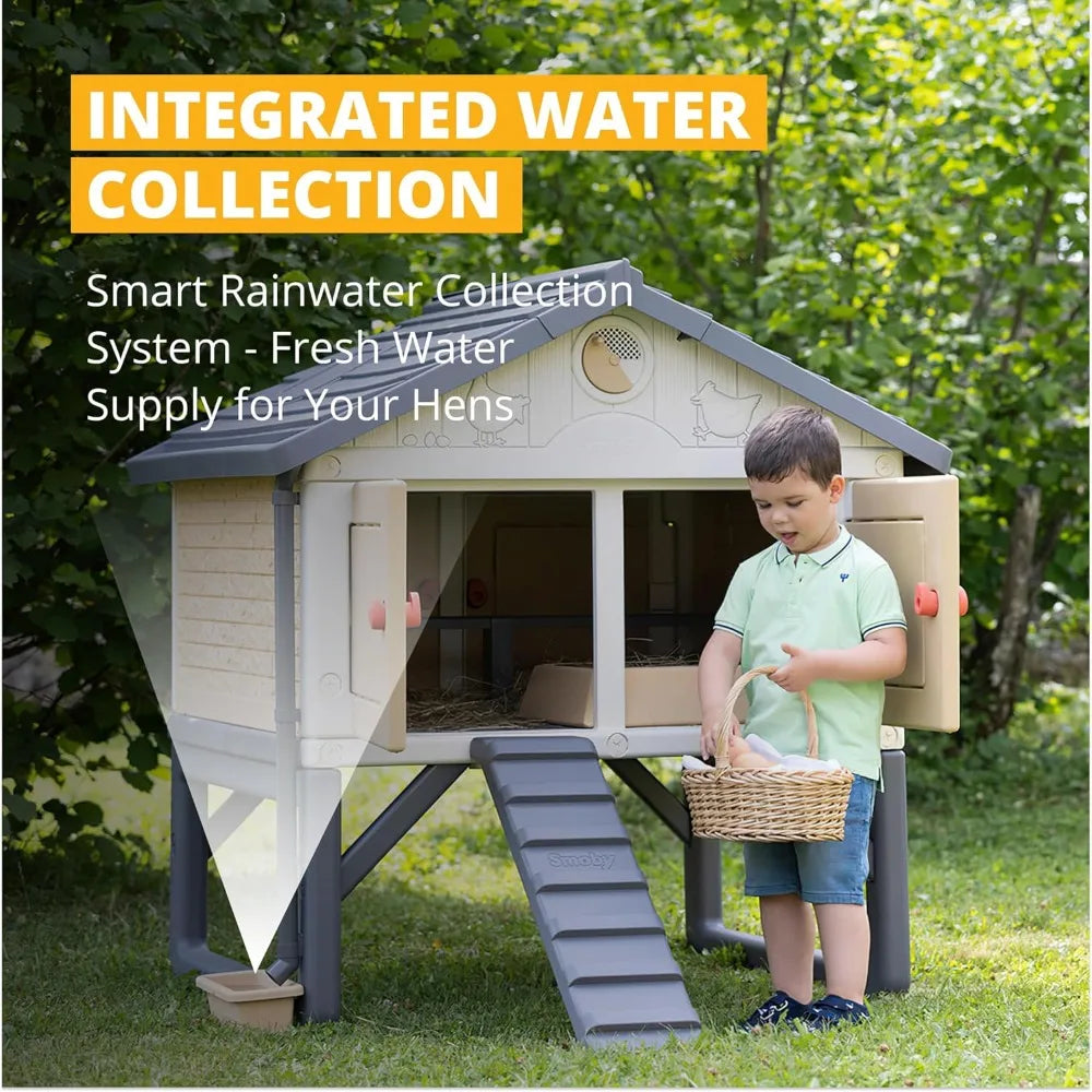 Chicken Coop, Spacious Design for 5 Hens, Durable UV-Protected Plastic, Easy Assembly, Secure Locking Doors