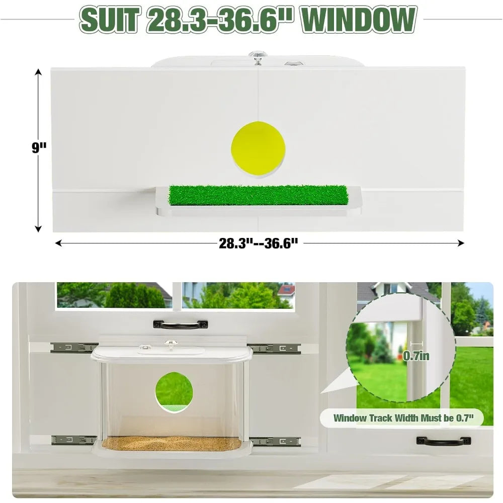 Window Bird Feeder Inside House Bird Feeder Window 180°for Viewing Rail Sliding with Locker Squirrel Proof Easy Assemble (with T