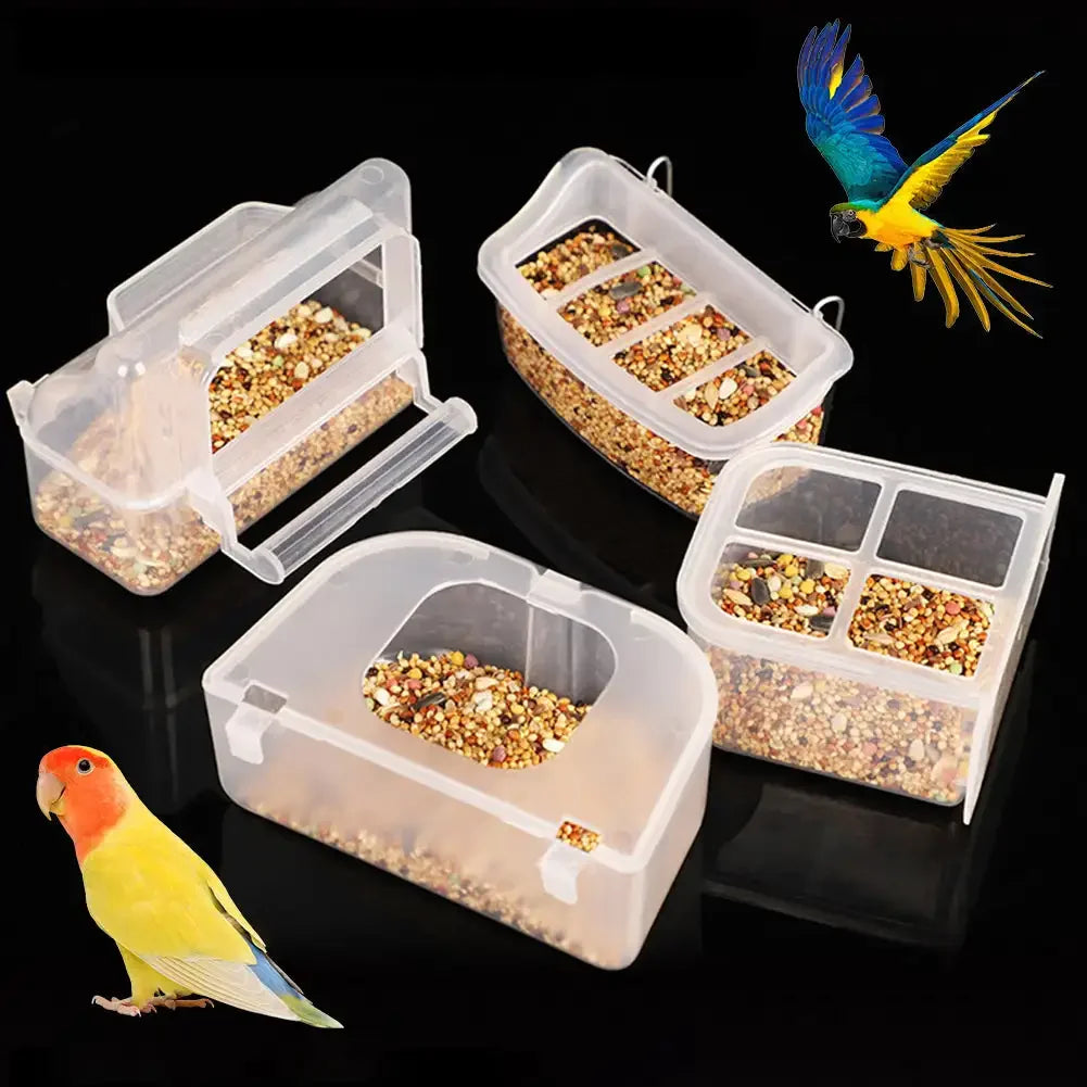 Parrot Feeder Drinker Bird Supplies Cage Birds Water Hanging Bowl Box Pet Plastic Food Container Hummingbird Feeder