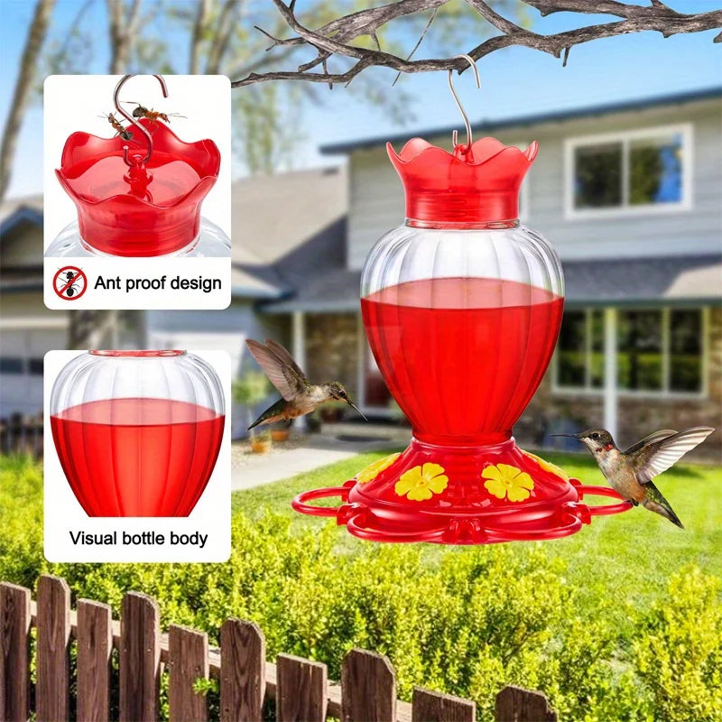 Hummingbird outdoor courtyard hanging water dispenser with habitat and ant proof pool, durable and easy to clean