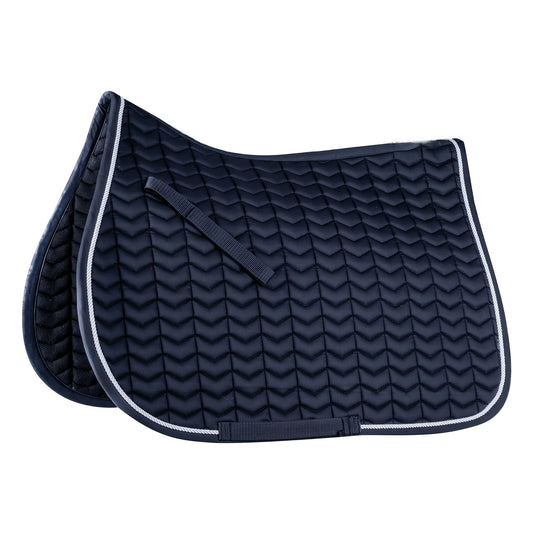Classic saddle pad with elegant and unusual quilting. The girth loops are opened by touch tape fastener. The lining ensures good