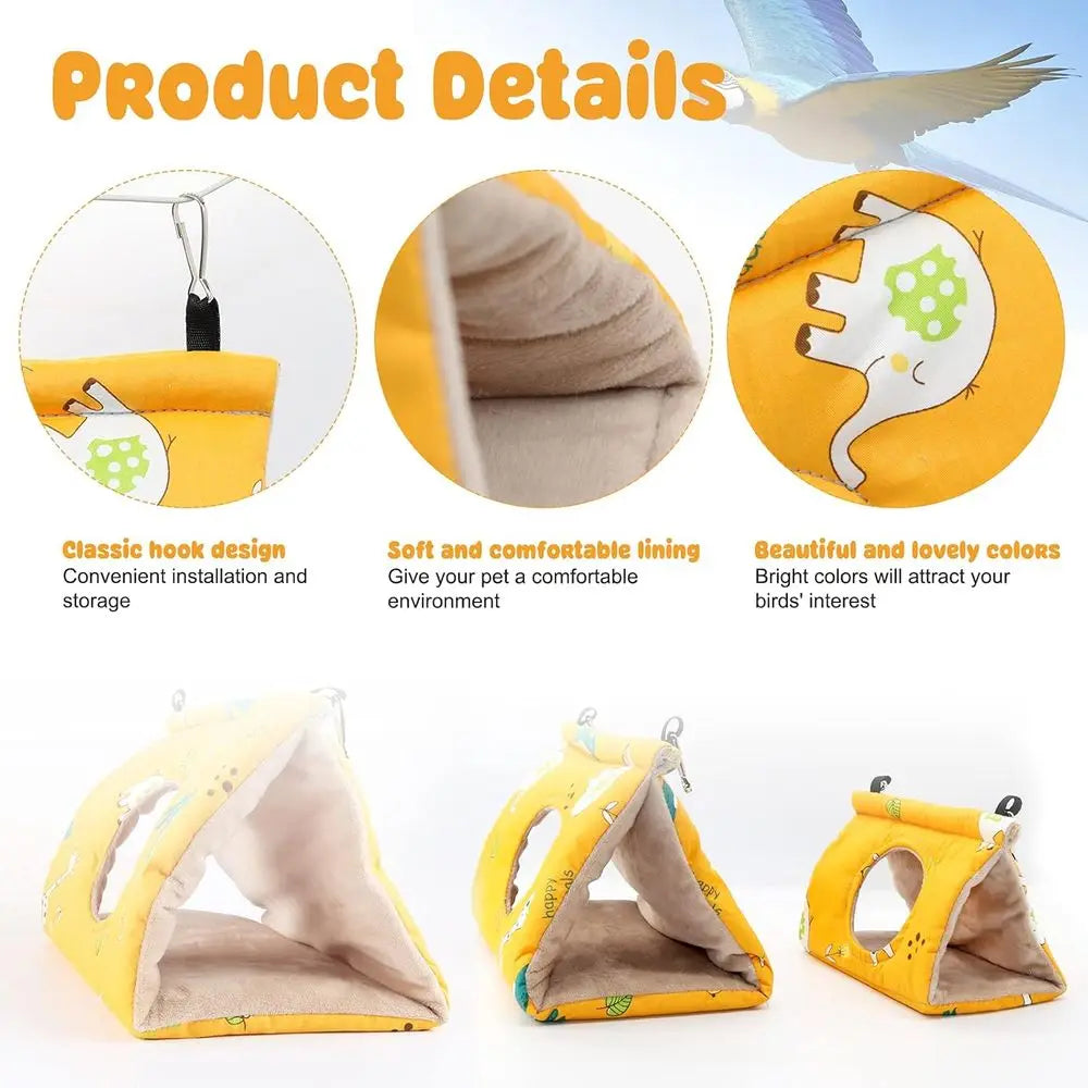 Winter Warm Bird Nest House - Hanging Hammock Velvet Shed Hut Cage Plush Fluffy Birds Hideaway Sleeping Bed Fuzzy for Parrot Par