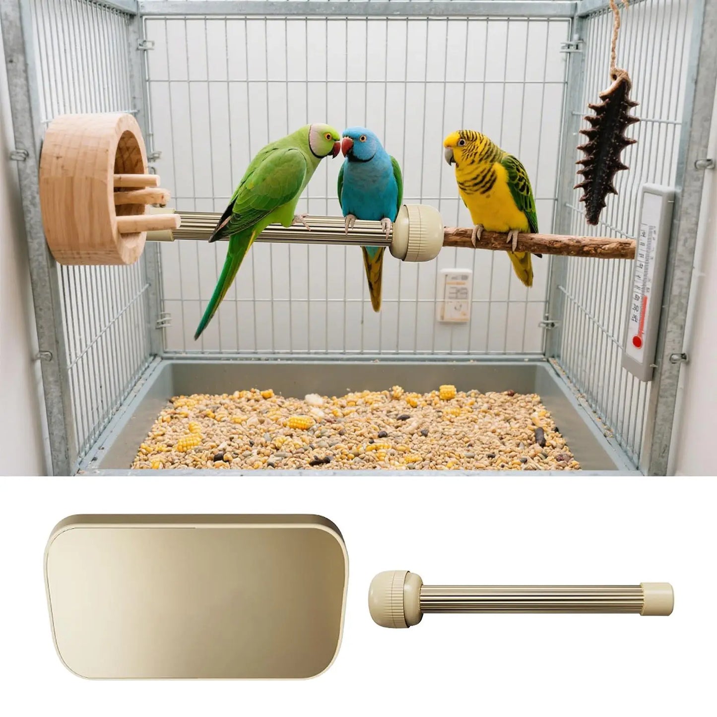 Winter Warm Heated Bird Perch Stand USB Anti Bite Bird Cage Heater for Parrot Cockatiels Budgies Thermo Heating Plate Hammock