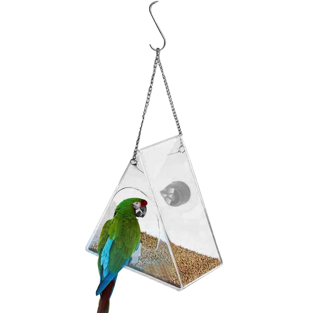 Smart Birds Hanging Feeder Transparent with Camera Bird House Pet Feeder 1080P HD Easy Installation for Outdoor Garden