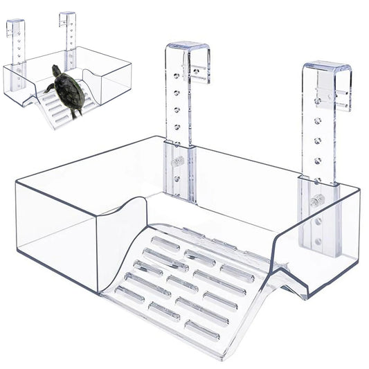 Floating Turtle Basking Platform Transparent Perforated Climbing Platform with Wide Hook for Aquatic Turtles