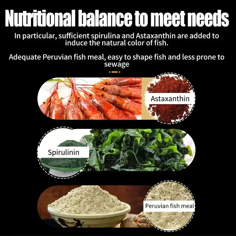 Goldfish Variety Pellets, Colored Granular Fish GrainBalanced Diet, Suitable For Koi, Goldfish, Parrotfish, Betta.Aquarium Fish,