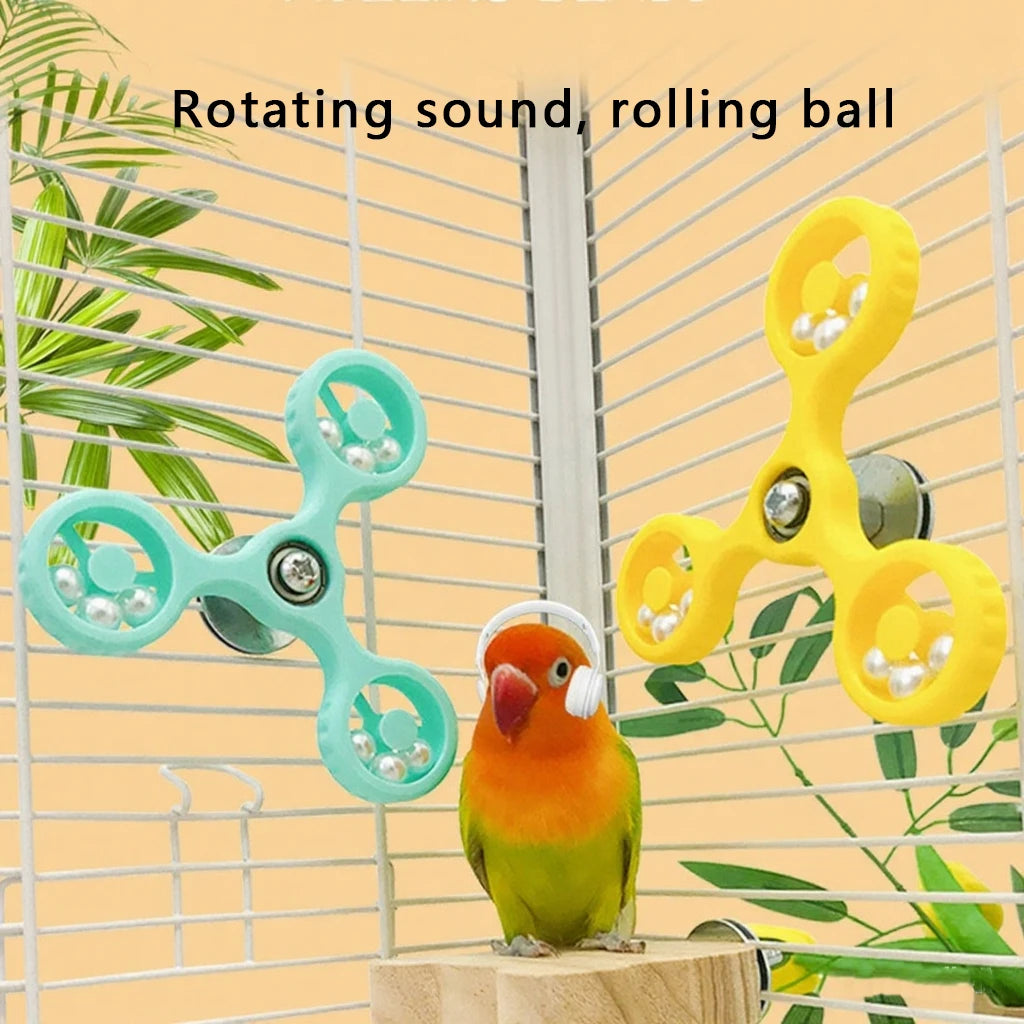 Interactive Parrot Rotating Windmill Toy Bird Cage Toy For Parrots Rotating Treat Dispenser For Mental Stimulation Entertainment