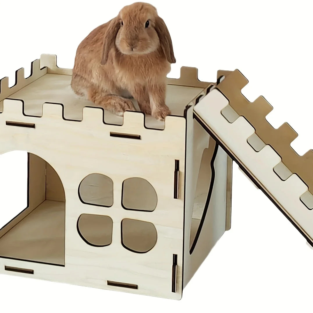 Rabbit Castle, Rabbit Hiding Place, Guinea Pig Rabbit, Totoro, Hedgehog, Detachable Habitat, Toy Decoration, Evading House, Wood