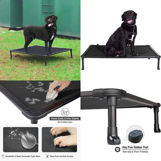 Chew Proo Elevated Dog Bed - Cooling Raised Pet Cot - Rustle and Durable Textilene Mesh abric, Unique Designed No-Slip eet or In