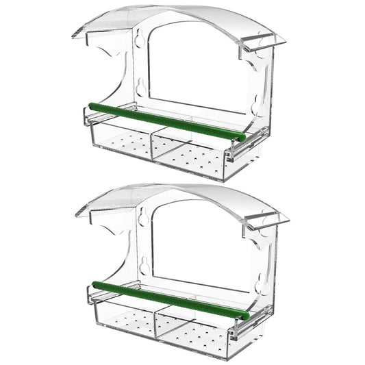 Window Bird Feeder Window Bird Bait Box with 4 Suction Cups Acrylic Window Birdhouse with Rod Wild Bird Feeder for Outdoors