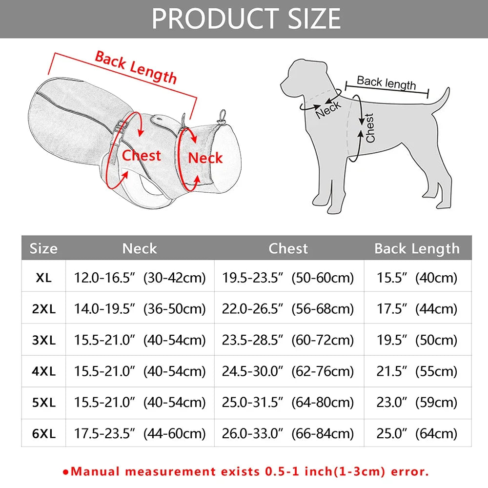 Dog Clothes Warm Large Dog Coat Jacket Reflective Raincoat Clothing For Medium Large Dogs French XL-6XL