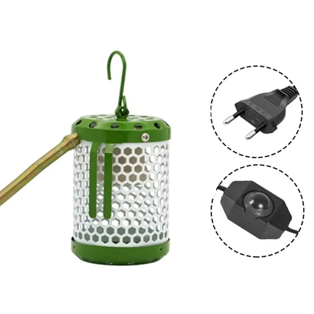 Anti-Bite Pet Parrot Heat Preservation Lamp Metal Chew-Proof Wire Anti-Scalding Bird Cage Heater US/EU/UK Plug in with Hook