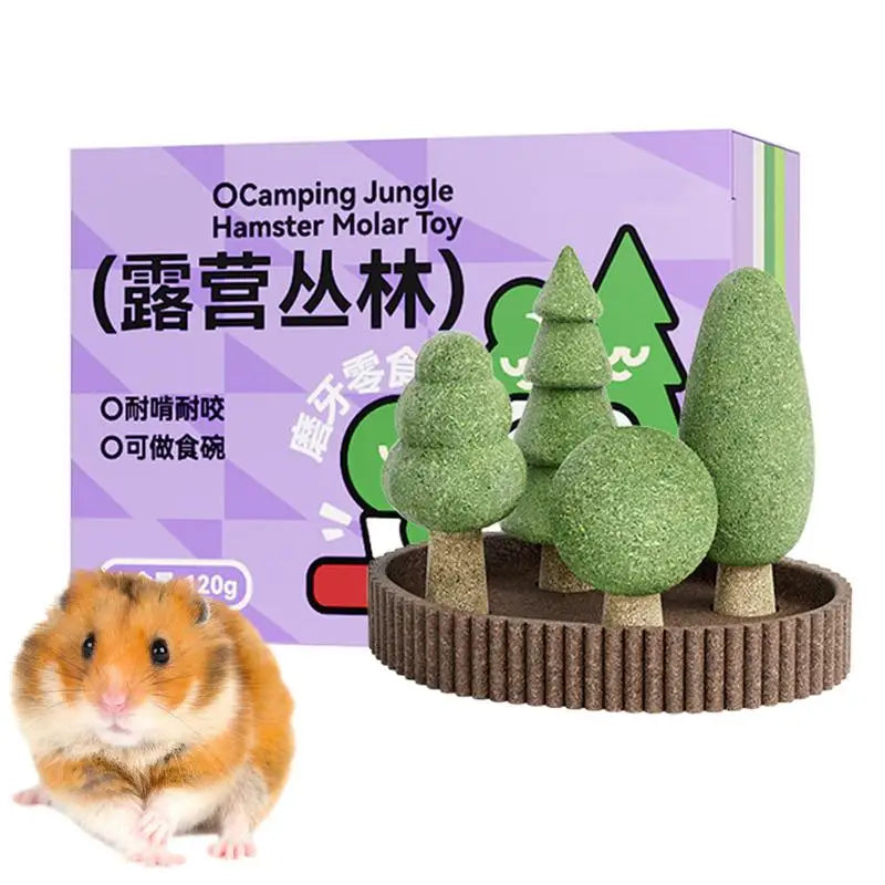 Animal Teething Toys 5X Hamster Chewing Teething Jungle Theme Toys Realistic Habitat Decoration Animals Tooth Care Playing