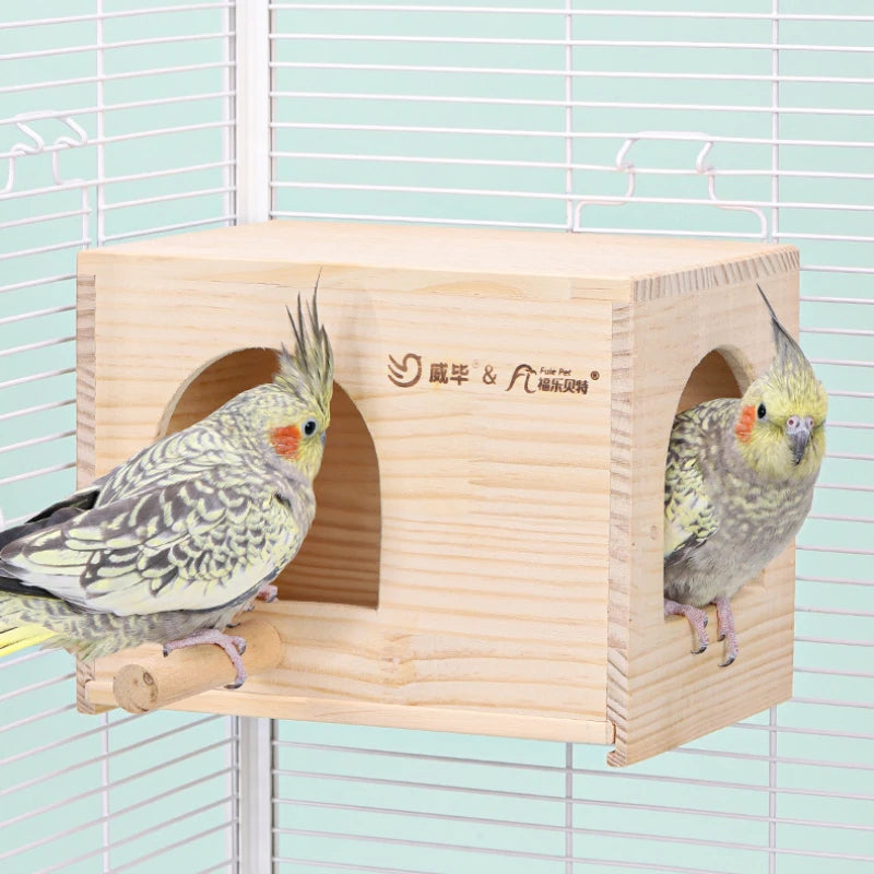 Wooden Bird House Nest Birds Breeding Box Pet Bird House Nest Bird Parrot Breeding Cages Pet Accessories Home Balcony Decoration