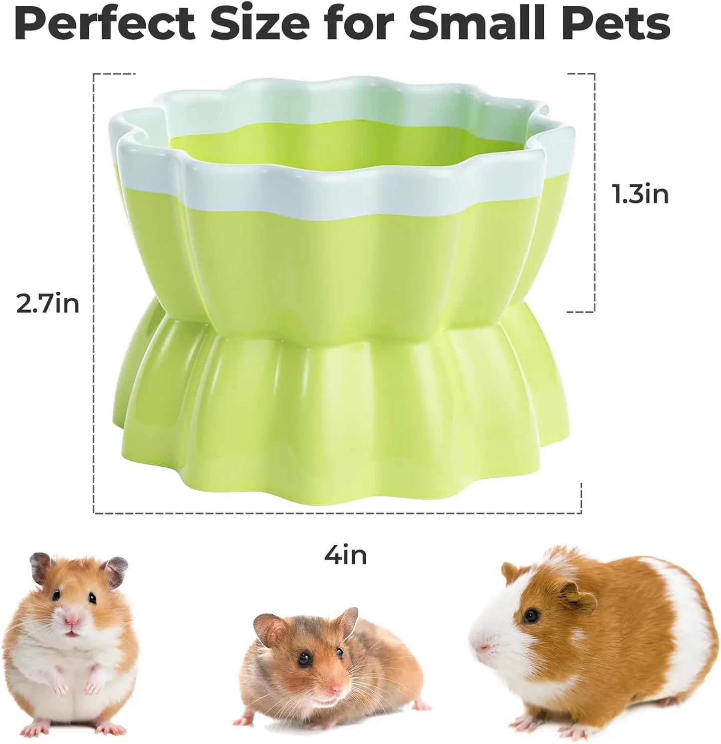 Anti-Tip Ceramic Pet Bowl - Hamster/Rabbit Food Dish, Chew-Proof Candy Design for Guinea Pig/Rat/Chinchilla
