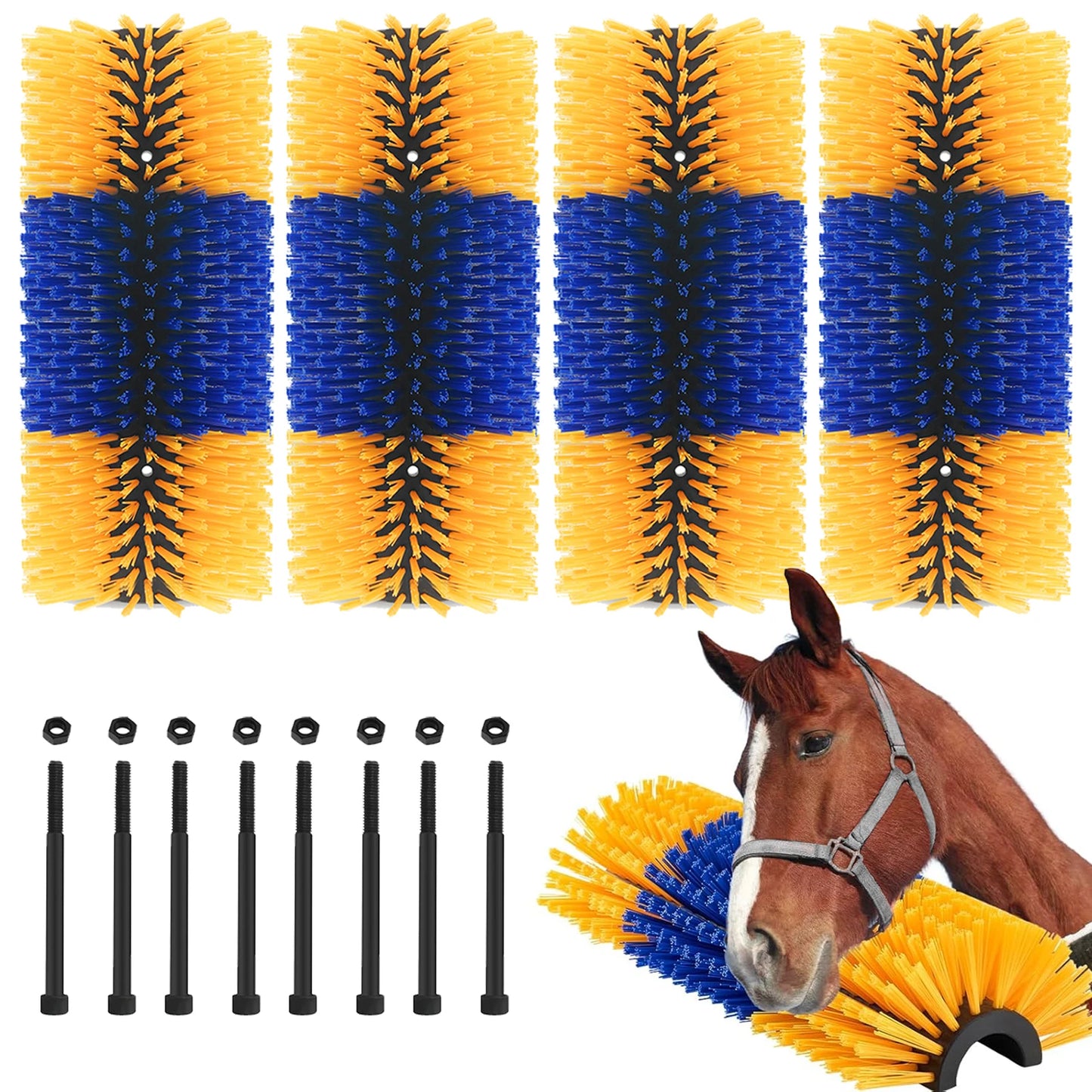 Livestock Scratch Brushes, Horse Scratcher Full Massage Grooming Brush Kit, Relieve Itching for Horse Cow Cattle Sheep Pig Goat