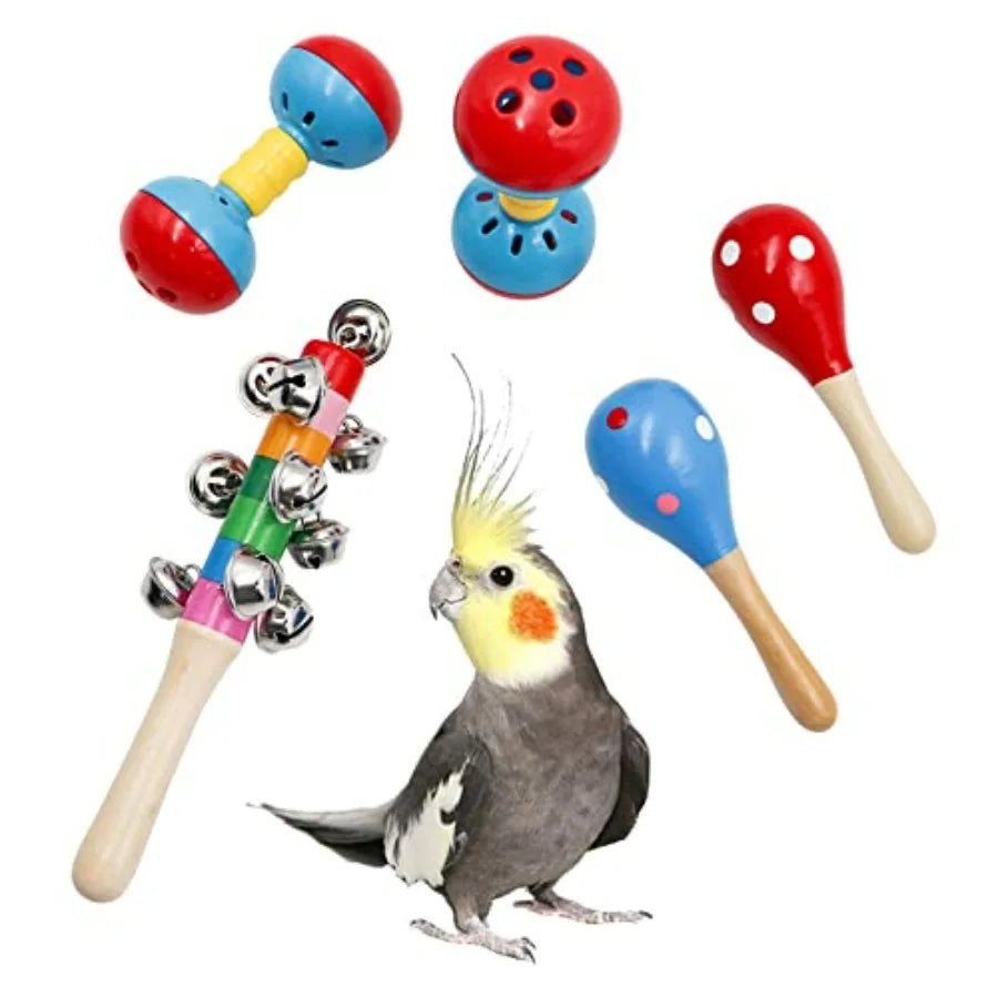 Colorful Bird Bell Toys 5 Pack Funny Bell Toys for Bird Cage Accessories Ideal for Chicken Birds Parrot Parakeet Cockatiel Budg