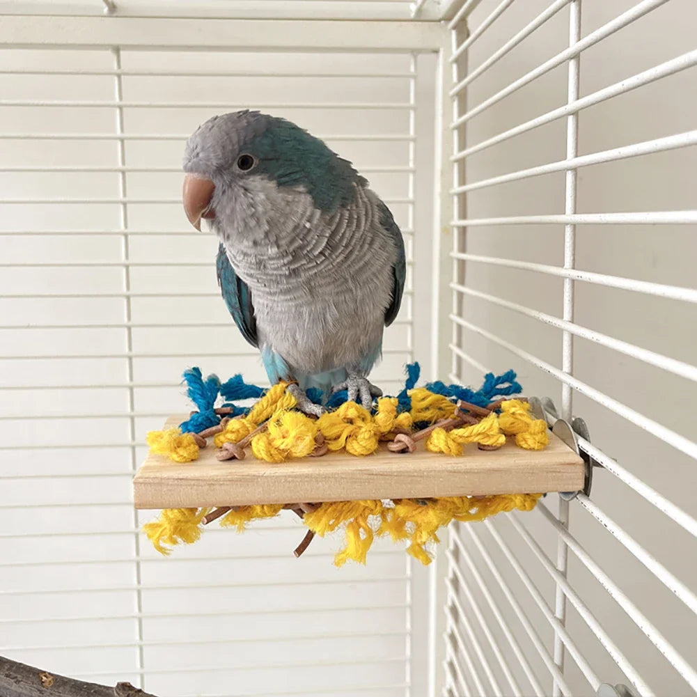 Bird Perch Parrot Standing Stand Wooden Platform Standing Playground Bird Cage Accessories For Budgies Lovebirds Parakeet