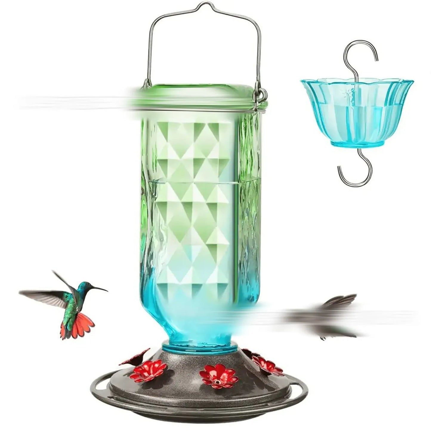 Glass Hanging Hummingbird Feeder Ant-Proof Bird Feeder Outdoor Garden Hanging Decorations Unique Gift For Parents