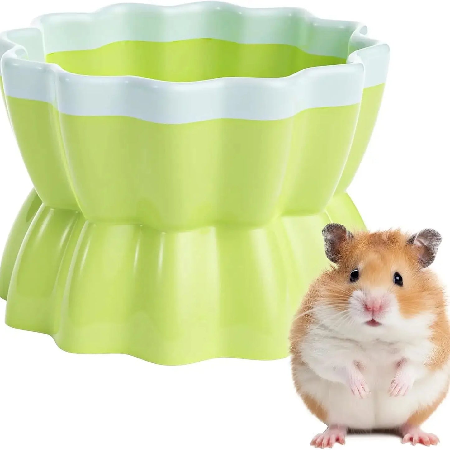 Anti-Tip Ceramic Pet Bowl - Hamster/Rabbit Food Dish, Chew-Proof Candy Design for Guinea Pig/Rat/Chinchilla
