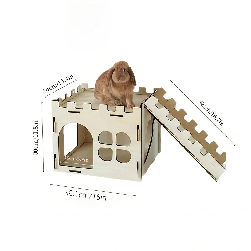 Rabbit Castle, Rabbit Hiding Place, Guinea Pig Rabbit, Totoro, Hedgehog, Detachable Habitat, Toy Decoration, Evading House, Wood