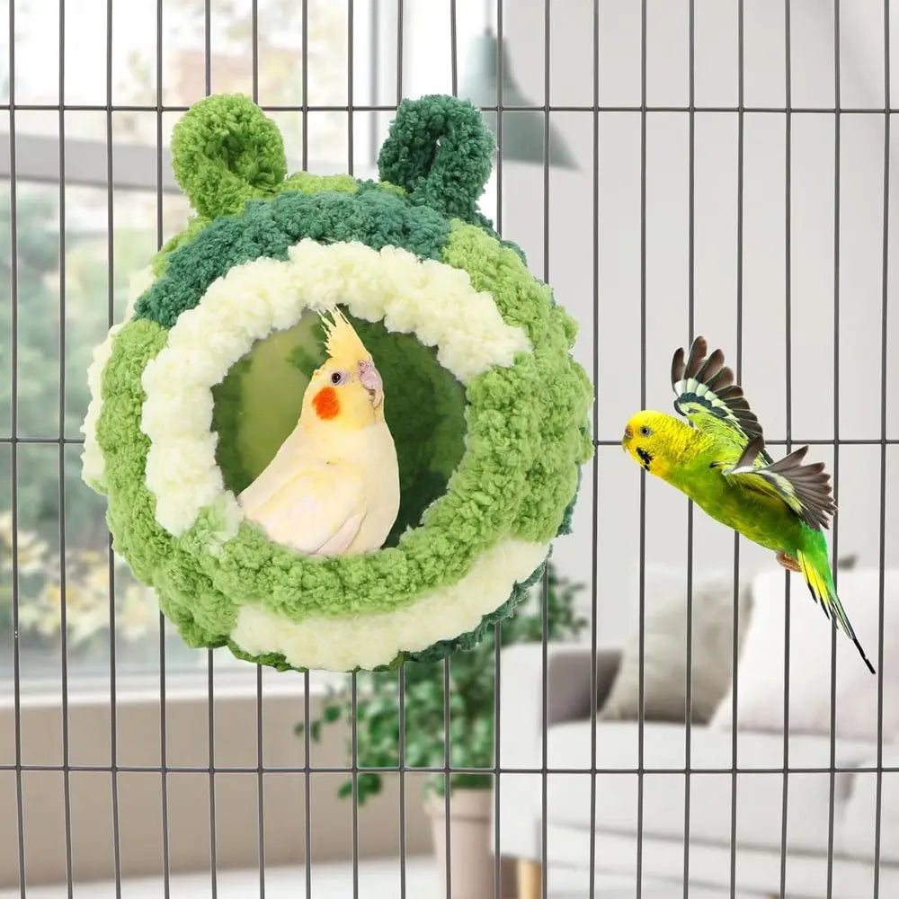 Bird Nest Bed Breeding House Winter Warm Snuggle Hut for Budgies Parakeets Cockatiels Lovebirds Canaries (Green)