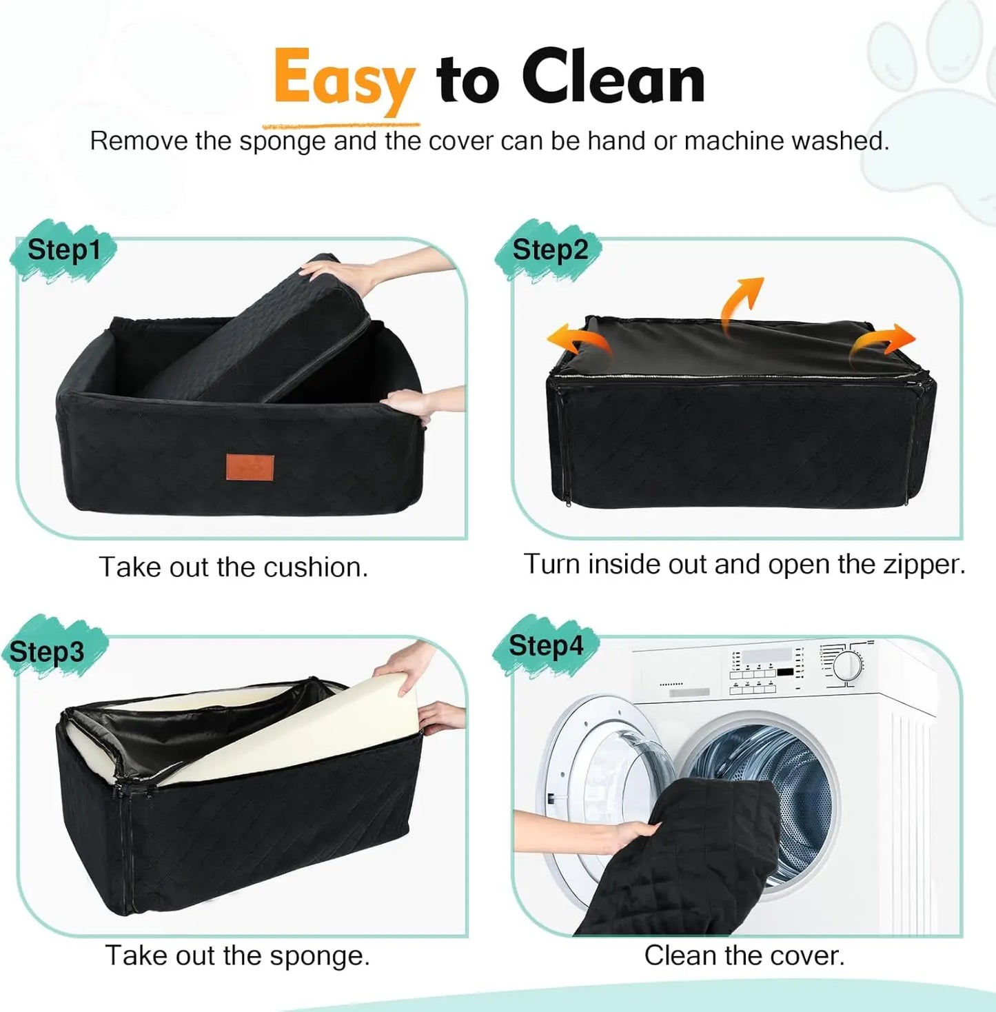 Portable Washable Dog Car Seat for Medium Large Pets Under 55 lbs, Thick Cushion with Safety Leashes Travel Bed