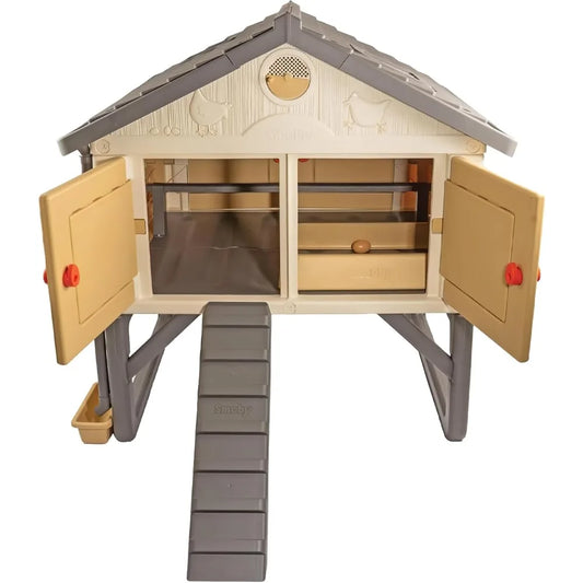 Chicken Coop, Spacious Design for 5 Hens, Durable UV-Protected Plastic, Easy Assembly, Secure Locking Doors