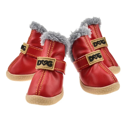 4pcs/set  Warm Pet Snow Shoes for Small Dogs Keep Warm Non Skid Socks Dog Boots Booties Pet Dog Winter Shoes