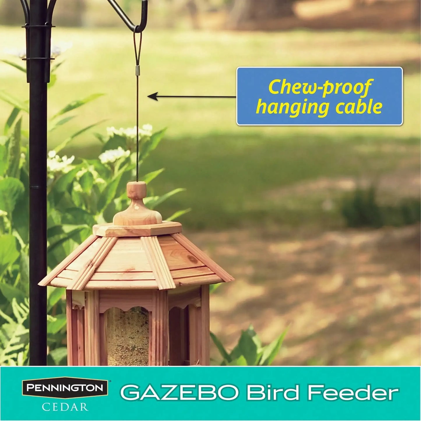 Cedar Gazebo Wild Bird Feeder, 3 lb Hopper Capacity,Safe Hanging,Durable Material