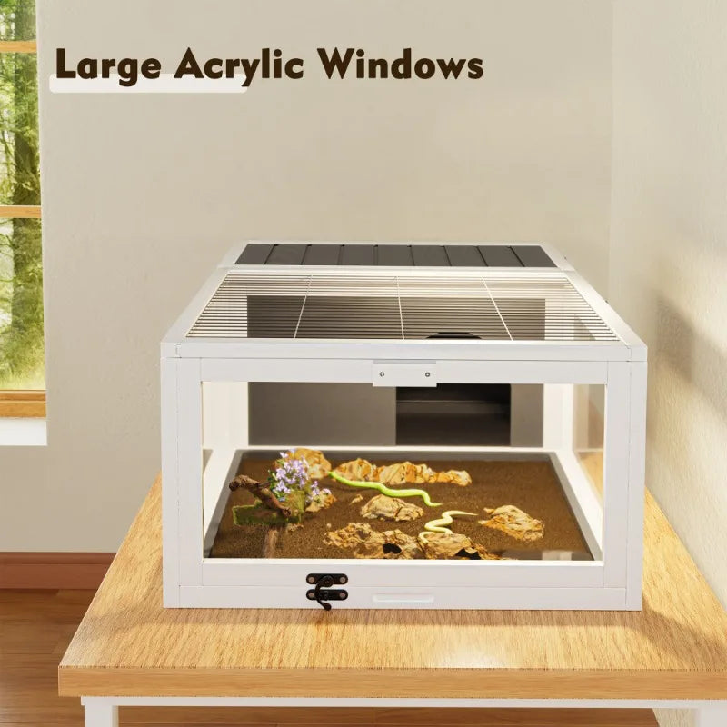 Wooden Turtle House Indoor Turtle Habitat Spacious Home Reptile Fence Durable Reptile and Amphibian Wooden Pet Cage