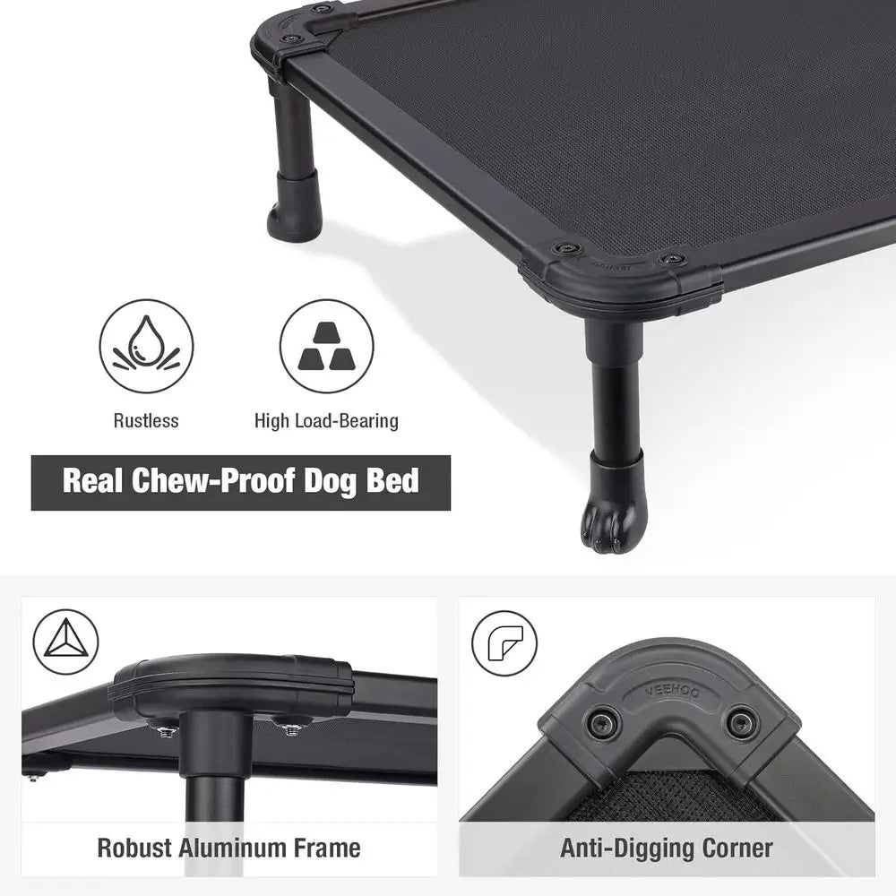 Chew Proo Elevated Dog Bed - Cooling Raised Pet Cot - Rustle and Durable Textilene Mesh abric, Unique Designed No-Slip eet or In