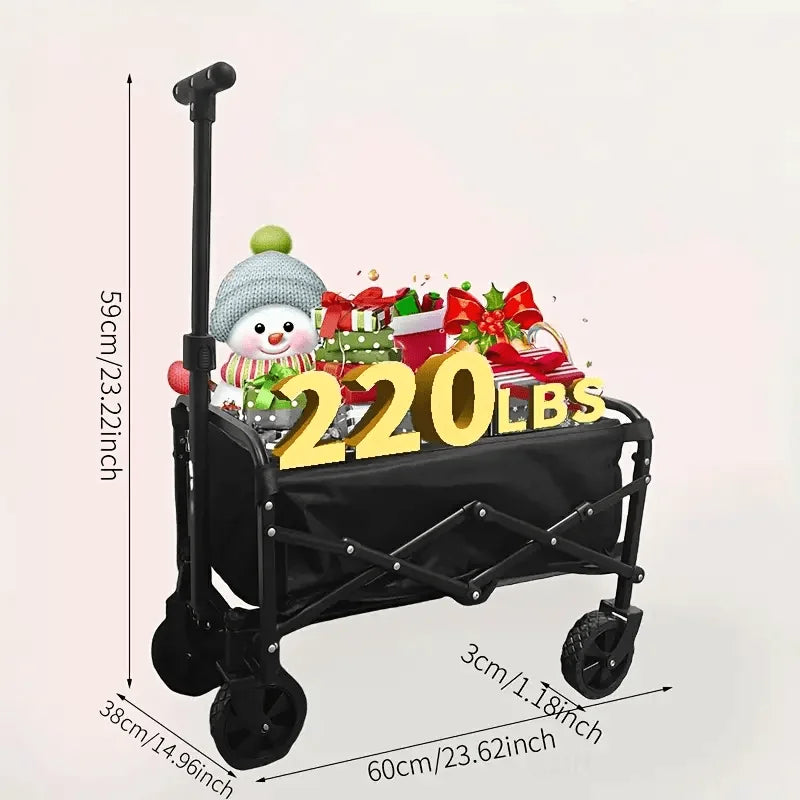 450LB Capacity Heavy Duty Folding Coffee Wagon Cart with All-Terrain Wheels, Ergonomic Handle & Mesh Pockets Cart for Outdoor